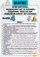 Vorschau - Arbeitsblätter - Daten und Zufall Trainingsheft mit 78 Aufgaben Diagramme, Tabellen und Wahrscheinlichkeit, mit Lösungen Klasse 4 - Deckblatt
