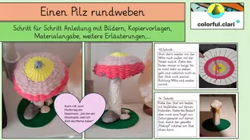 Vorschau - Mal- und Bastelvorlagen - Einen Pilz rundweben - Deckblatt