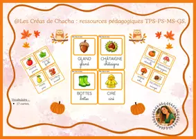 Aperçu - Apprentissages en autonomie - 🍂 GRATUIT - Cartes de vocabulaire de l’automne : TPS-PS-MS-GS.🍁 - Page de couverture