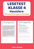 Vorschau - Stundenentwürfe - Lesetest Klasse 4 – Haustiere | 10 Texte mit Fragen & Lösungen - Deckblatt