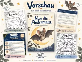 Vorschau - Arbeitsblätter - Nur die Fledermaus - Mitmachgeschichte mit Sachwissen - Deckblatt