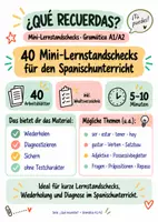 Vorschau - Arbeitsblätter - Spanisch Grammatik Tests A1/A2 – 40 Mini-Lernstandschecks - Deckblatt