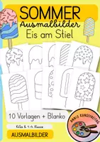 Vorschau - Mal- und Bastelvorlagen - Ausmalbilder - Eis am Stiel - Deckblatt