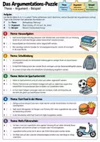 Vorschau - Arbeitsblätter - Argumentieren (Übung) - These, Argument, Beispiel - Deckblatt