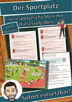 Vorschau - Arbeitsblätter - Der Sportplatz – Lesespurgeschichte mit Rätselaufgaben (Klasse 6) - Deckblatt