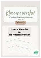 Vorschau - Arbeitsblätter - Wünsche an die Klassensprecher | Klassensprecherwahl - Deckblatt