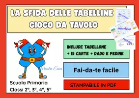 anteprima - Giochi - MEGA BUNDLE 3 IN 1 - Giochi da tavolo stampabili: tabelline, grammatica e inglese - Pagina 1