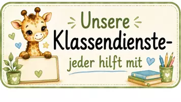 Vorschau - Poster - Dienste Schilder Giraffe Klassenraumorganisation - Deckblatt