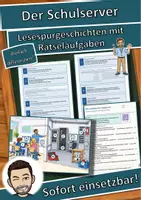 Vorschau - Mal- und Bastelvorlagen - Der Schulserver – Lesespurgeschichte mit Rätselaufgaben (Klasse 8) - Deckblatt