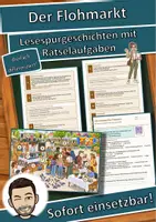 Vorschau - Stationenlernen - Der Flohmarkt – Lesespurgeschichte mit Rätselaufgaben (Klasse 7) - Deckblatt