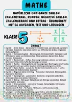 Vorschau - Arbeitsblätter - Natürliche und ganze Zahlen Zahlenstrahl, Runden, negative Zahlen, Zahlengerade und Betrag · Übungsheft mit 56 Aufgaben, Test und Lösungen Klasse 5 - Deckblatt