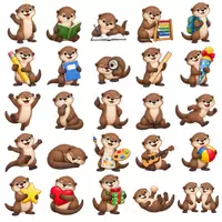 Vorschau - selbst erstellte Cliparts/Grafiken - 50 Cliparts Otterklasse - Klassentier Otter - Seite 1