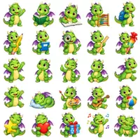 Vorschau - selbst erstellte Cliparts/Grafiken - 50 Cliparts Drachenklasse - Klassentier Drache - Seite 1