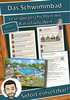 Vorschau - Arbeitsblätter - Das Schwimmbad – Lesespurgeschichte mit Rätselaufgaben (Klasse 3) - Deckblatt