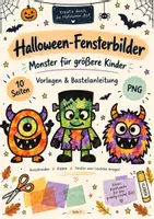 Vorschau - Mal- und Bastelvorlagen - Halloween Fensterbilder basteln – 6 Monster-Vorlagen mit Bastelanleitung | Klasse 5–6 - Deckblatt