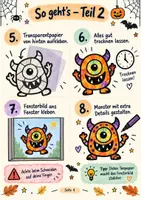 Vorschau - Mal- und Bastelvorlagen - Halloween Fensterbilder basteln – 6 Monster-Vorlagen mit Bastelanleitung | Klasse 5–6 - Seite 3