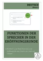 Vorschau - Arbeitsblätter - Die Funktionen der Sprecher in der Eröffnungsrunde - Deckblatt
