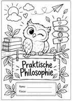 Vorschau - Arbeitsblätter - Praktische Philosophie Deckblatt Klasse 5/6 | 2x Ausmalbild für Schnellhefter & Mappe - Seite 1