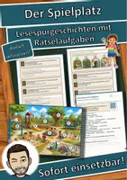 Vorschau - Mal- und Bastelvorlagen - Der Spielplatz – Lesespurgeschichte mit Rätselaufgaben (Klasse 2) - Deckblatt