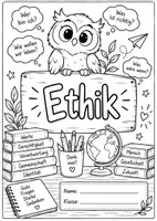 Vorschau - Arbeitsblätter - Ethik Deckblatt Klasse 5/6 | Ausmalbild für Schnellhefter & Mappe - Deckblatt