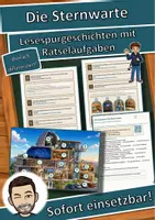 Vorschau - Mal- und Bastelvorlagen - Die Sternwarte – Lesespurgeschichte mit Rätselaufgaben (Klasse 4) - Deckblatt