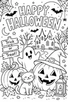 Vorschau - Arbeitsblätter - Halloween Ausmalbilder Englisch | Klasse 5/6 | 2 Malvorlagen - Deckblatt