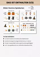Vorschau - Arbeitsblätter - Halloween Domino für Kita & Vorschule | Bilder- & Schattendomino | visuelle Wahrnehmung | Lernspiel Klasse 1 - Seite 1