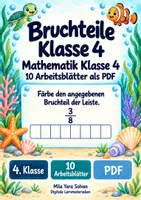 Vorschau - Arbeitsblätter - Bruchteile Klasse 4 | Mathematik Klasse 4 | 10 Arbeitsblätter als PDF - Deckblatt