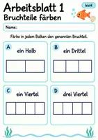 Vorschau - Arbeitsblätter - Bruchteile Klasse 4 | Mathematik Klasse 4 | 10 Arbeitsblätter als PDF - Seite 1