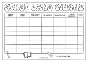 Vorschau - Arbeitsblätter - Stadt, Land, Chemie - Spiel für Vertretungsstunden - Seite 1