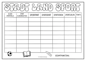 Vorschau - Arbeitsblätter - Stadt, Land, Sport - Spiel für Vertretungsstunden & Sportunterricht - Seite 1