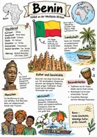 Vorschau - Arbeitsblätter - Lernplakat + Arbeitsblätter "Benin" + Lösung & MP3 + Mindmap + Infografik - Deckblatt