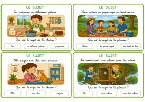 Aperçu - Cartes / Images - Cartes à choix multiples - Le sujet de la phrase - Page 2