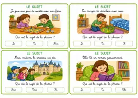 Aperçu - Cartes / Images - Cartes à choix multiples - Le sujet de la phrase - Page 3