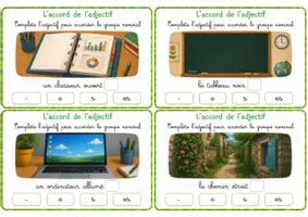 Aperçu - Cartes / Images - Cartes à choix multiples - Accord de l'adjectif - Page 1