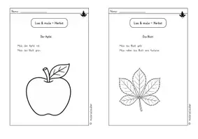 Vorschau - Arbeitsblätter - Lesen & Malen – Herbst | Leseverstehen für Klasse 1/2 (3fach differenziert) - Seite 1