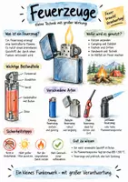 Vorschau - Arbeitsblätter - Lernplakat + Arbeitsblätter "Feuerzeug" + Lösung & MP3 + Infografik - Deckblatt
