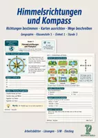 Vorschau - Stundenentwürfe - Himmelsrichtungen und Kompass | Geographie Klasse 5 | Arbeitsblätter mit Lösungen - Deckblatt