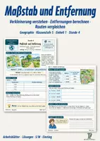 Vorschau - Stundenentwürfe - Maßstab und Entfernung | Geographie Klasse 5 | Arbeitsblätter mit Lösungen - Deckblatt