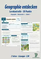 Vorschau - Unterrichtsreihen - Geographie entdecken | Lernkontrolle Geographie Klasse 5 | 30 Punkte mit Lösungen - Deckblatt