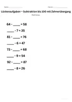 Vorschau - Arbeitsblätter - Lueckenaufgaben_Subtraktion_bis_100_mit_Zehneruebergang_Klasse_1 - Seite 2