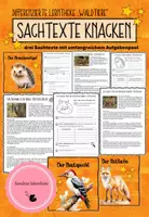 Vorschau - Arbeitsblätter - Sachtexte erschließen - Waldtiere - Lerntheke - Deckblatt