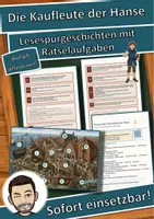 Vorschau - Mal- und Bastelvorlagen - Die Kaufleute der Hanse – Lesespurgeschichte mit Rätselaufgaben (Klasse 7) - Deckblatt