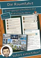 Vorschau - Arbeitsblätter - Die Raumfahrt – Lesespurgeschichte mit Rätselaufgaben (Klasse 8) - Deckblatt