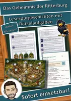 Vorschau - Mal- und Bastelvorlagen - Das Geheimnis der Ritterburg – Lesespurgeschichte mit Rätselaufgaben (Klasse 6) - Deckblatt