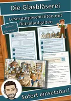 Vorschau - Arbeitsblätter - Die Glasbläserei – Lesespurgeschichte mit Rätselaufgaben (Klasse 4) - Deckblatt