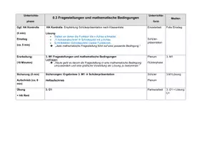 Vorschau - Stundenentwürfe - Fragestellungen und mathematische Bedingungen | Oberstufe | Mathematik - Seite 1