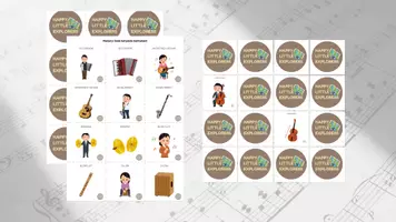 Voorbeeld - Muzikant en instrument - Printbare parenspel - Voorblad