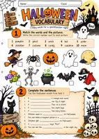 Vorschau - Arbeitsblätter - Halloween Vocabulary Englisch Klasse 5/6 | Wortschatz-Arbeitsblatt mit Lösungen - Deckblatt