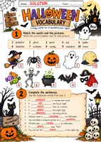 Vorschau - Arbeitsblätter - Halloween Vocabulary Englisch Klasse 5/6 | Wortschatz-Arbeitsblatt mit Lösungen - Seite 1